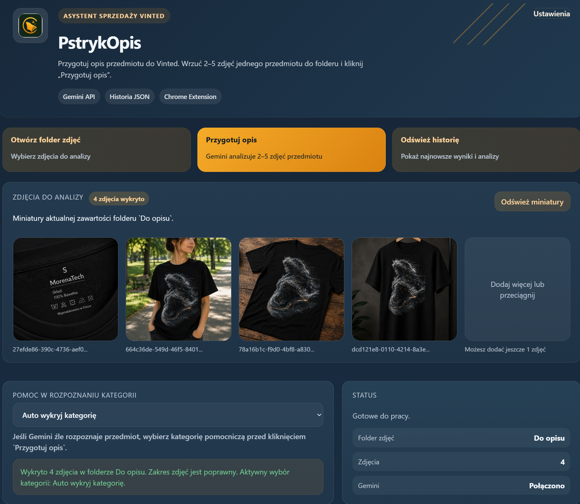 Podgląd aplikacji PstrykOpis